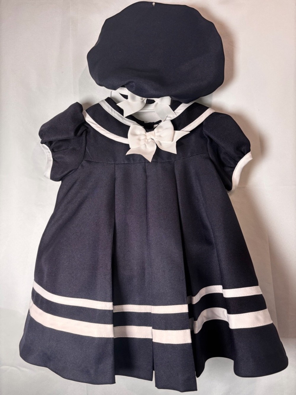 Rare Editions Navy and White Sailor Dress with Bow
